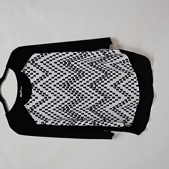 Chevron blouse, zippered shoulder, color block - Picture 1 of 7